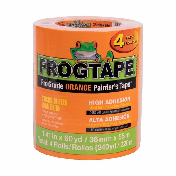 Frogtape ShurTape 1.41 in. x 60yd Pro Grade Orange Painter's Tape, 4PK 242808